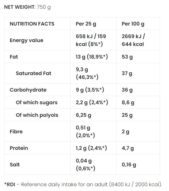 Cream Coco Crunch 750g-factsheets