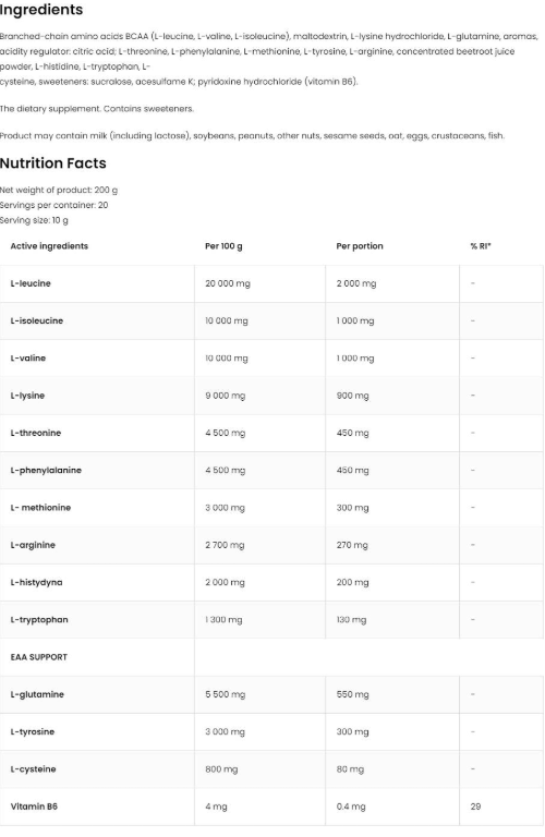 OstroVit EAA / Essential Amino Acids-factsheets