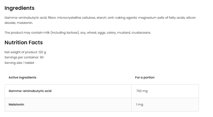 OstroVit GABA 750 mg Plus-factsheets