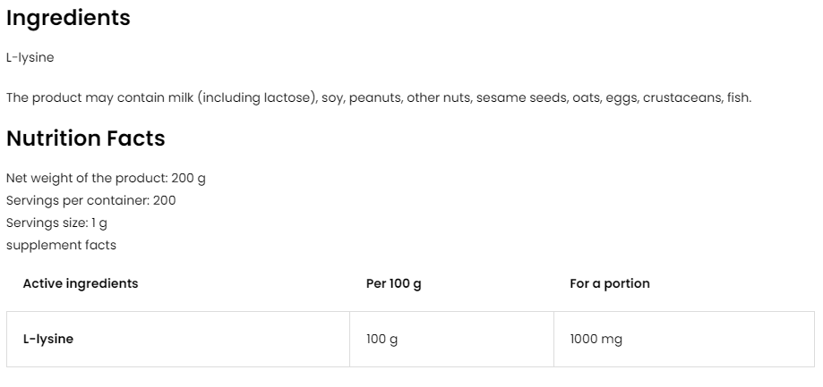 OstroVit Lysine Powder-factsheets