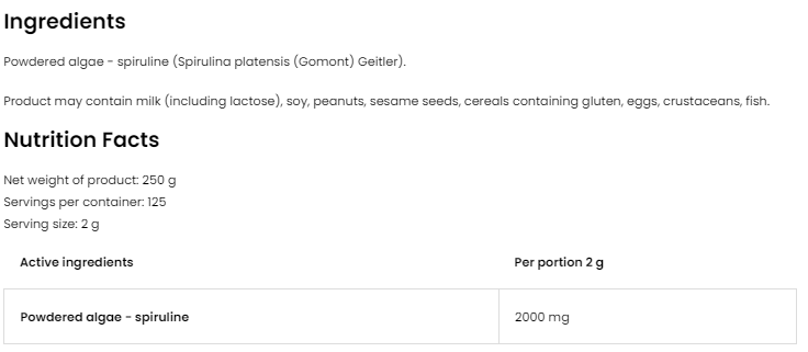 OstroVit Spiruline-factsheets