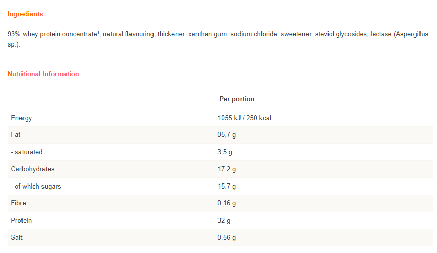 Weider 100% Whey Clean Formula-factsheets