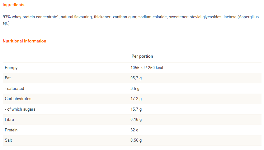Weider 100% Whey Clean Formula-factsheets