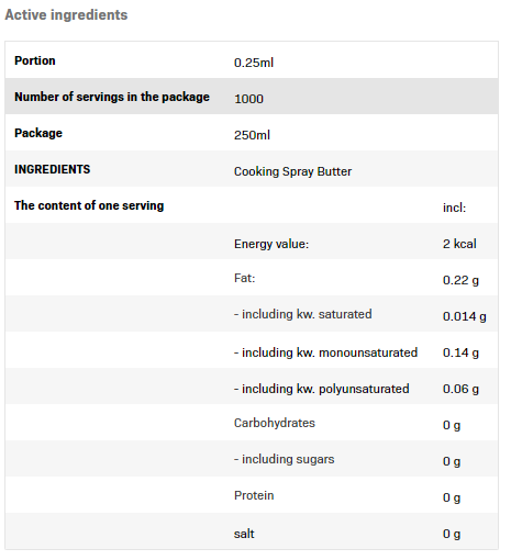 Allnutrition Cooking Spray - Butter Oil-factsheets