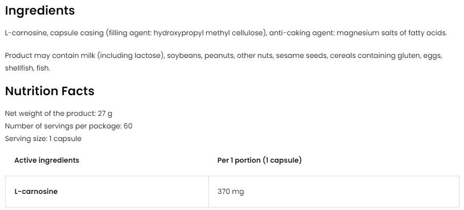 OstroVit L-Carnosine 370 mg-factsheets