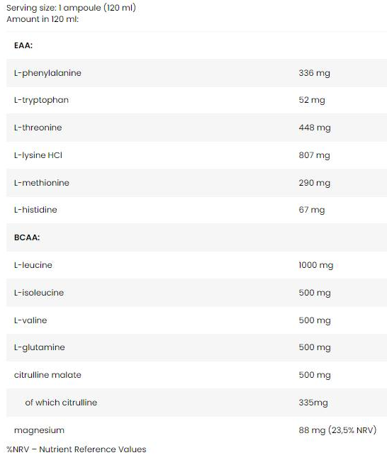 FA Nutrition EAA Amino Shot-factsheets