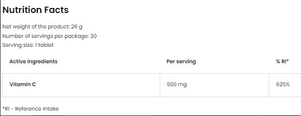 OstroVit Vitamin C 500 mg-factsheets