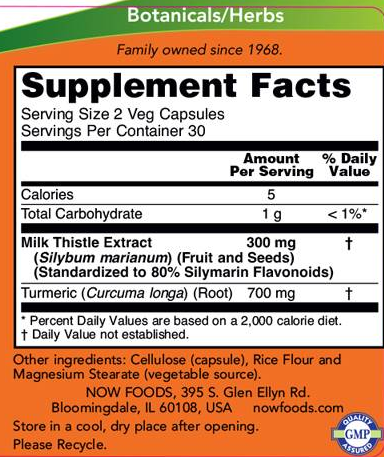 NOW Silymarin Milk Thistle Extract 150 mg-factsheets