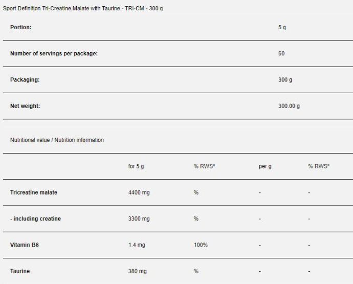 Sport Definition TRI-CM | Tri-Creatine Malate-factsheets