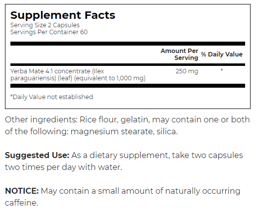Swanson Yerba Mate (4:1)-factsheets