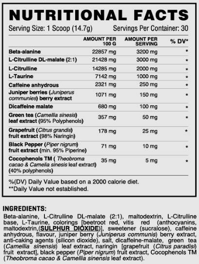 Core Champs by Kai Greene RDX Extreme | Intense Energy Pre-Workou-factsheets