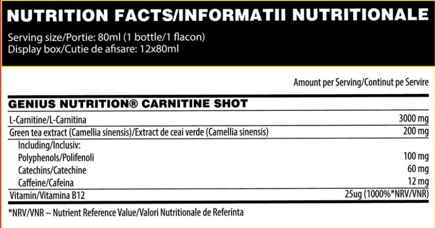 Genius Nutrition L-Carnitine Shot 3000-factsheets