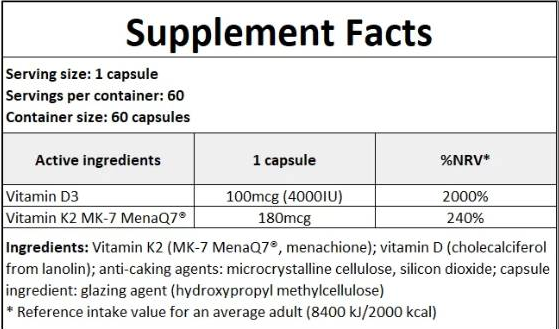 NOW Foods Mega D3 4000 IU & K2 MK-7 180 mcg-factsheets