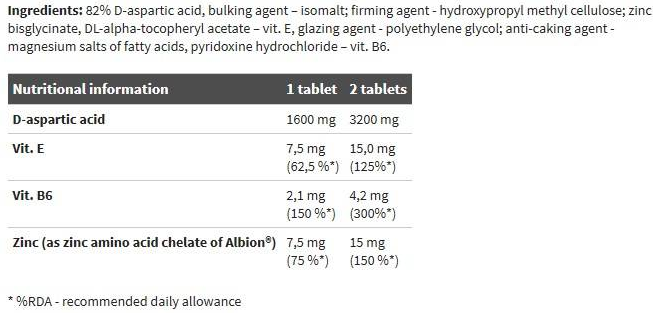 Olimp Sport DAA Xtreme Prolact Block (D-Aspartic Acid) 1600 mg-factsheets