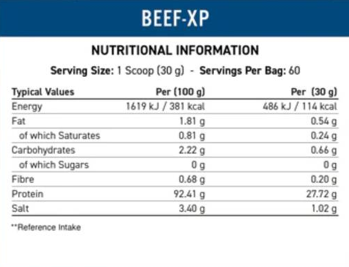 Applied Nutrition Beef-XP | Clear Hydrolyzed Beef Protein-factsheets