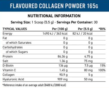 Applied Nutrition Collagen Powder | with Hyaluronic Acid & Vitamin C-factsheets