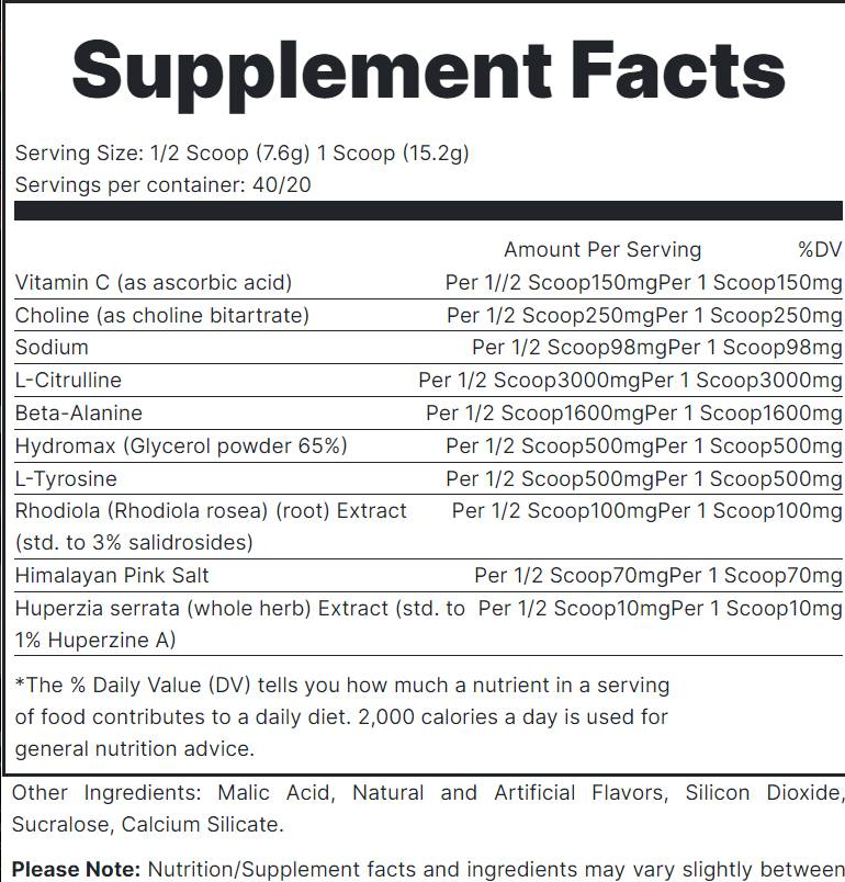 Redcon1 Total War Pump | with Hydromax & Rhodiola-factsheets