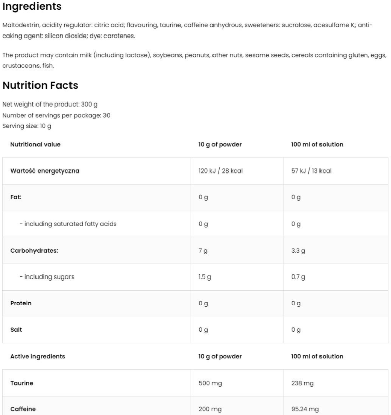 OstroVit Aqua Kick - Advanced Hydration with Caffeine & Taurine-factsheets