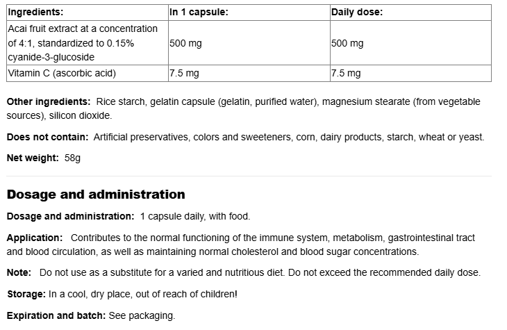 AcaiRich® Acai Berry Concentrate 4:1/ Acai 500 mg-factsheets
