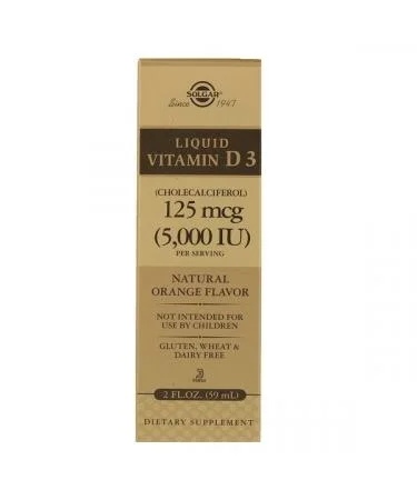 Solgar Liquid Vitamin D3 Cholecalciferol) 125 mg 5000 IU) Orange Flavor)