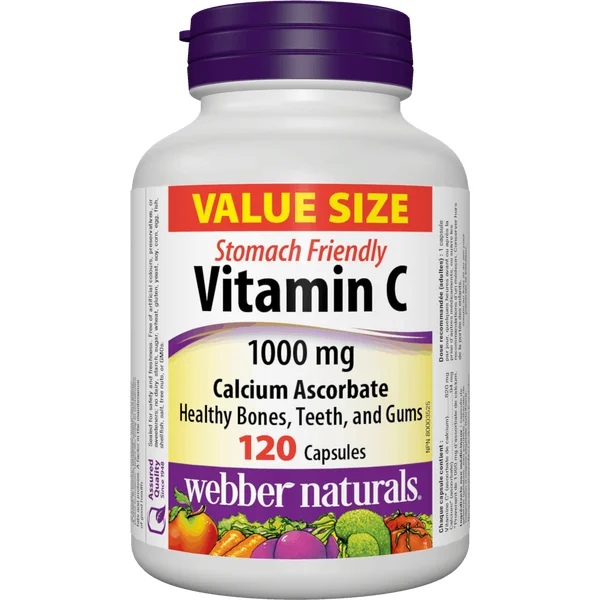 Webber Naturals Vitamin C calcium ascorbate) 1000 mg x 120 capsules